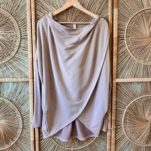 Athleta Purana Wrap Sweatshirt Mauve Cross Hoodie SZ S Purple Pink